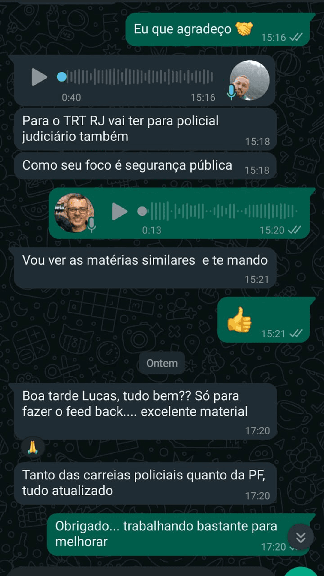 Depoimento de aluno — Flashcards Policiais