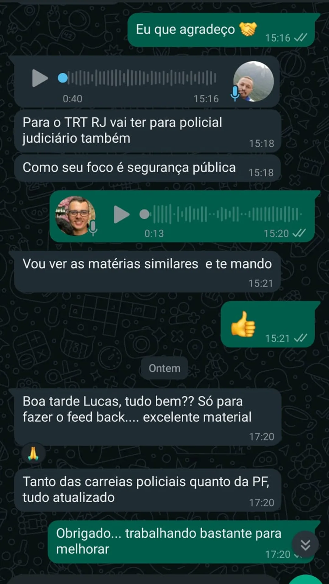 Depoimento de aluno — Flashcards Policiais