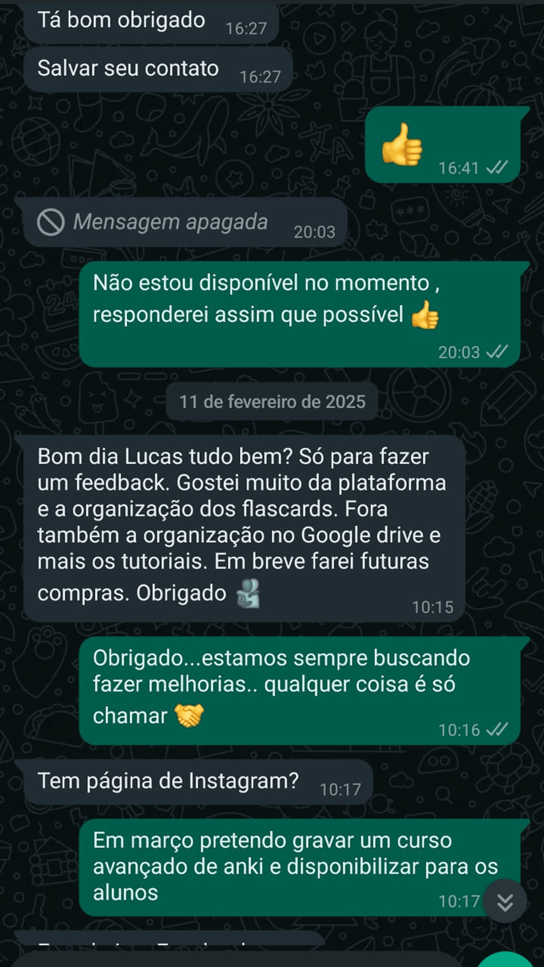 Depoimento de aluno — Flashcards Policiais