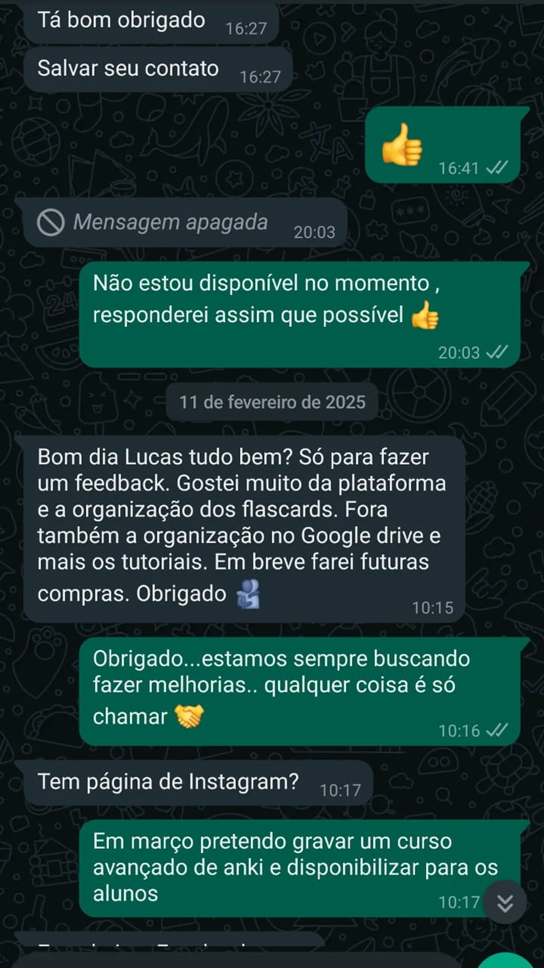 Depoimento de aluno — Flashcards Policiais