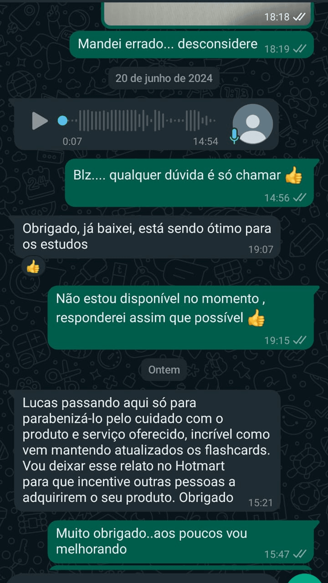 Depoimento de aluno — Flashcards Policiais