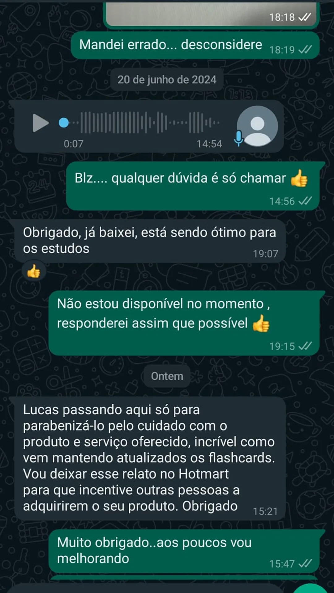 Depoimento de aluno — Flashcards Policiais