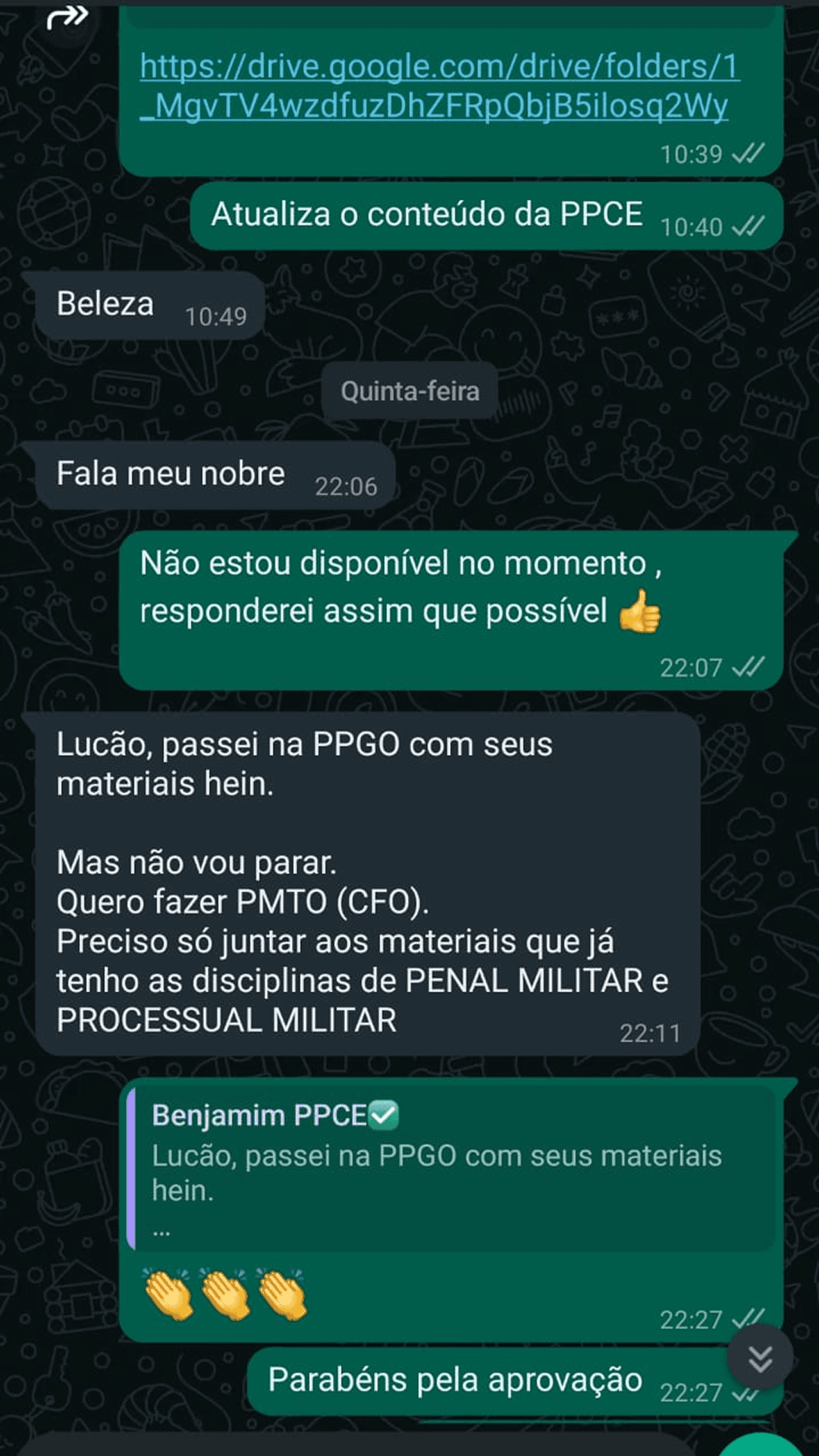 Depoimento de aluno — Flashcards Policiais