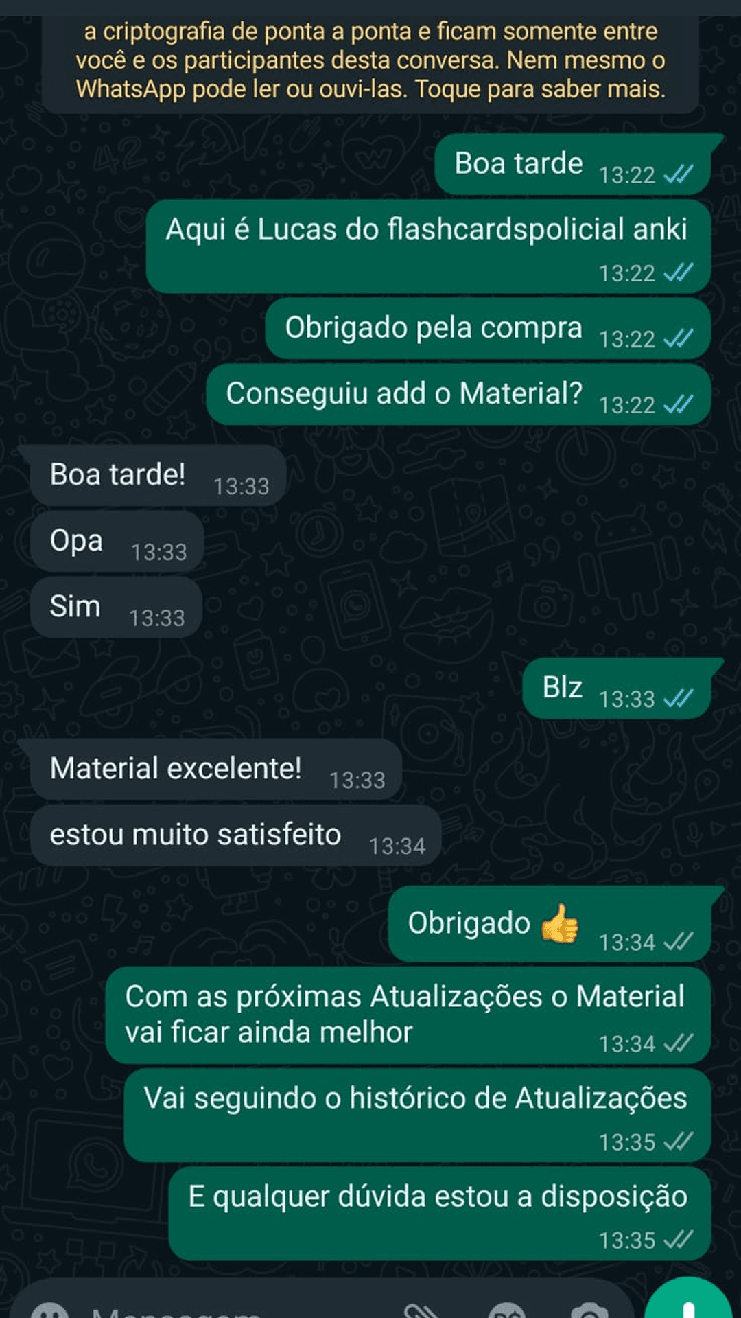 Depoimento de aluno — Flashcards Policiais