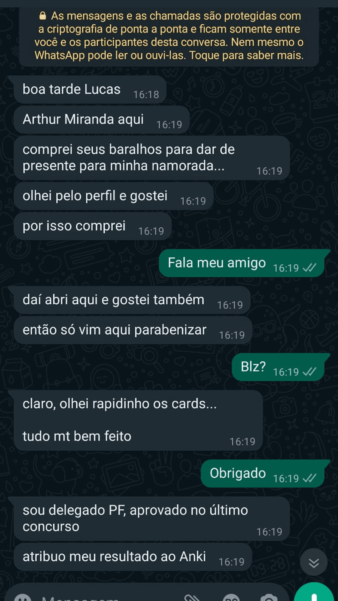 Depoimento de aluno — Flashcards Policiais