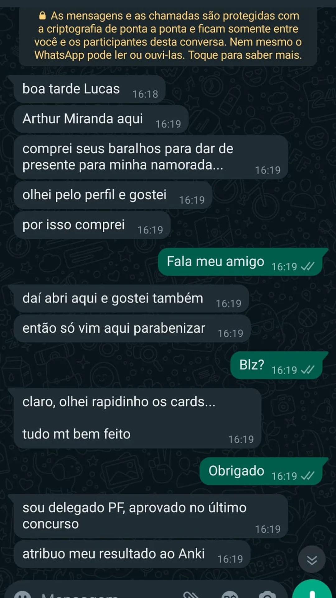 Depoimento de aluno — Flashcards Policiais